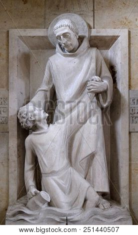 MUNSTERSCHWARZACH, GERMANY - JULY 09: Saint Mauro rescues young Placidus from drowning, altar in Munsterschwarzach Abbey, Benedictine monastery, Germany on July 09, 2017.