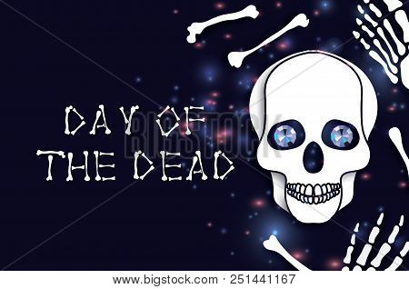 Day Of The Dead. Paper Cut Skull For Mexican Celebration. Traditional Mexico Skeleton. Dia De Muerto