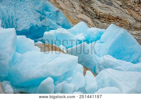 Part Of Blue Svartisen Glacier In Norway
