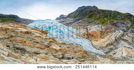 The Blue Svartisen Glacier In North Norway