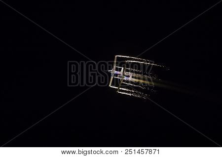 Torre Del Mar, Spain - July 28, 2018: Aerosparks Planes Performing Night Airshow In The Night With F