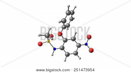 Nimesulide Molecular Structure Isolated On White