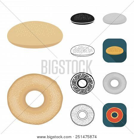 Types Of Bread Cartoon, Black, Flat, Monochrome, Outline Icons In Set Collection For Design. Bakery 