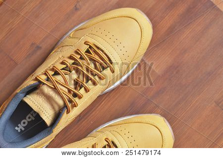 Kiev, Ukraine - May 30, 2018: Reebok Photo Of The Front Of Sneakers Close-up