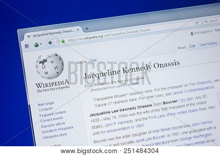 Ryazan, Russia - July 09, 2018: Page On Wikipedia About Jacqueline Kennedy Onassis
