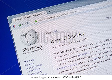 Ryazan, Russia - July 09, 2018: Page On Wikipedia About Romy Schneider