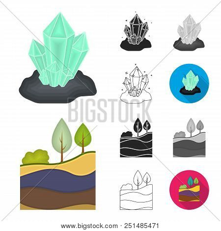 Mining Industry Cartoon, Black, Flat, Monochrome, Outline Icons In Set Collection For Design. Equipm