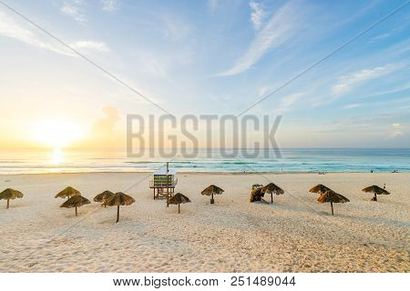 Cancun Beach At Sunrise - Playa Delfines