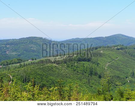 Wonderful Salmopol Pass Near Kotarz Mount In Silesian Beskids Mountains Range Landscapes Near Europe