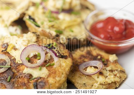 Closeup Of Bavarian Dumpling Groestl With Eggs