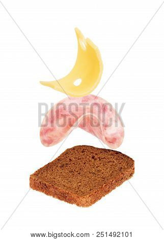 Sandwich With Pork Ham On A White Background