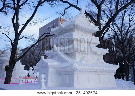 Ice Sculptures On The Pedestrian Street