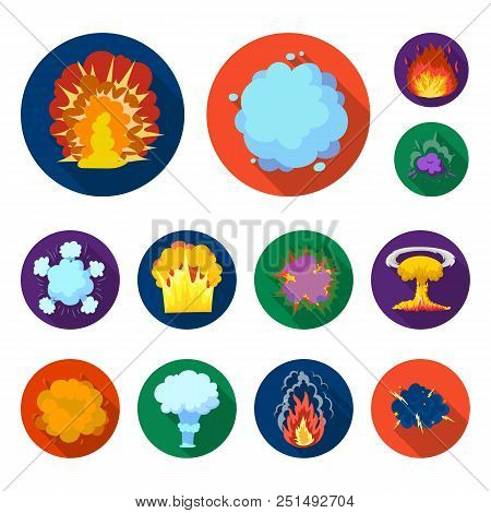 Different Explosions Flat Icons In Set Collection For Design.flash And Flame Vector Symbol Stock  Il