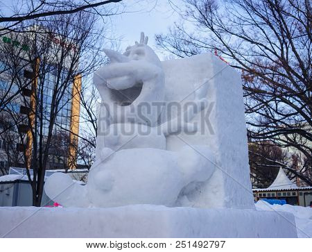 Ice Sculptures On The Pedestrian Street