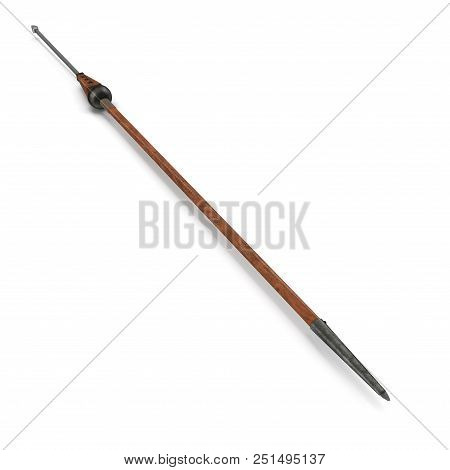 Roman Medieval Pilum On White Background. 3d Illustration