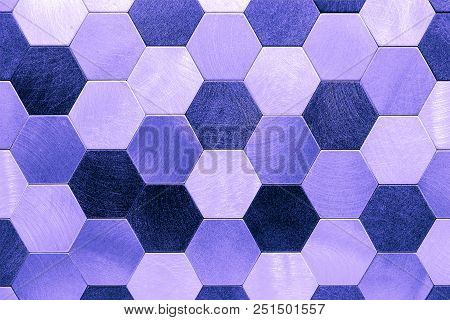 Abstract Silver Metal Background. Geometric Hexagons. Different Color