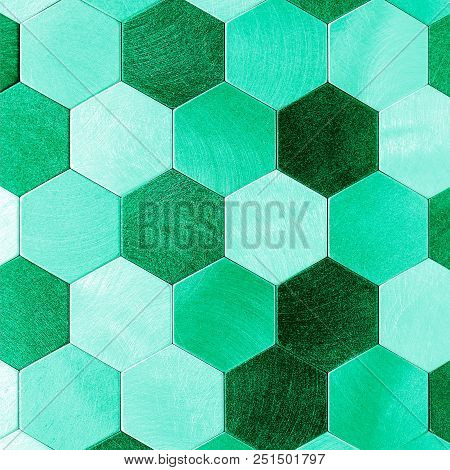 Abstract Silver Metal Background. Geometric Hexagons. Different Color
