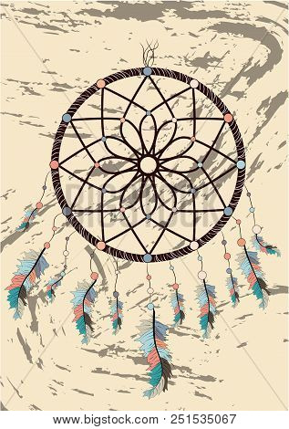 Dream Catcher Boho Native American Indian Talisman Dreamcatcher. Clothes Ethnic Tribal Design. Magic