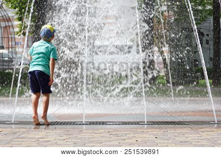 Gomel, Belarus Children Bathing In The Fountain. Square Named After Gromyko
