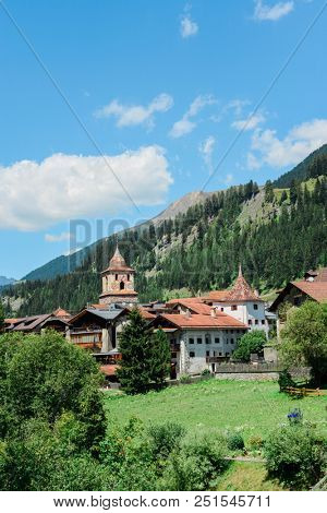 Pretty buildings in village of Bergun, Canton of Grisons, Switzerland