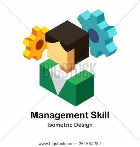 Illustration Of People And Cogs In Isometric View
