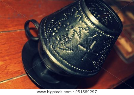 A Mini Vintage Black Old Oil Lamp