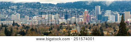 Marquam Bridge Freeway By The City Of Portland Oregon Panorama
