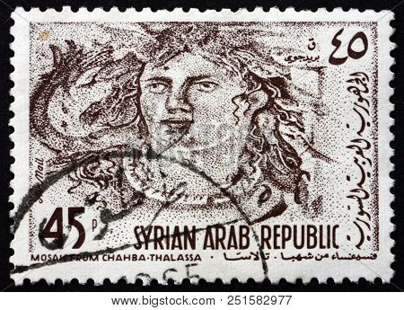 Syria - Circa 1964 A Stamp Printed In Syria Shows Mosaic Of Philippolis, Chahba Talassa, Circa 1964