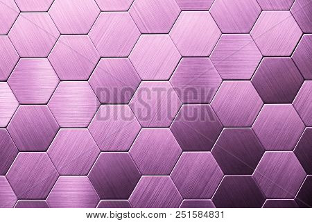 Abstract Silver Metal Background. Geometric Hexagons. Different Color