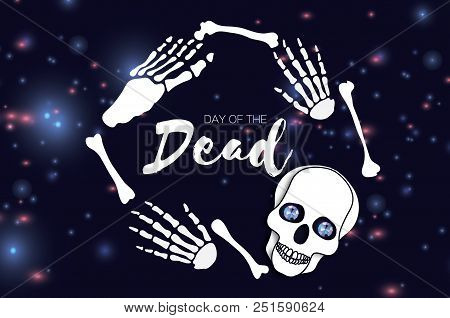 Day Of The Dead. Paper Cut Skull For Mexican Celebration. Traditional Mexico Skeleton. Dia De Muerto