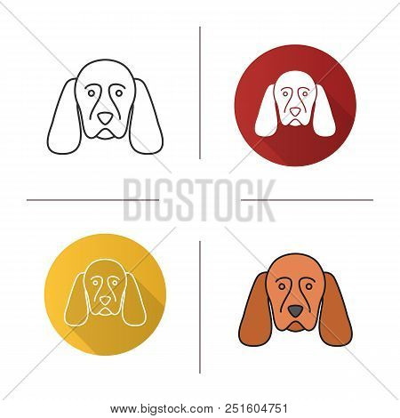 Cocker Spaniel Icon. Gundog Breed. Flat Design, Linear And Color Styles. Isolated Vector Illustratio