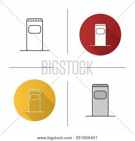 Garbage Bin Icon. Trash Can. Waste Container. Flat Design, Linear And Color Styles. Isolated Vector 