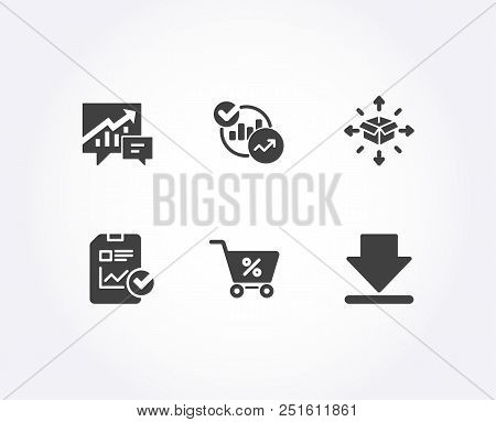 Set Of Parcel Delivery, Statistics And Report Checklist Icons. Accounting, Special Offer And Downloa