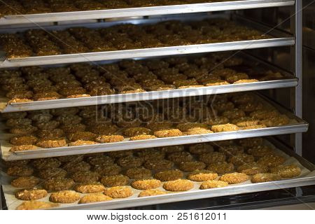 Fresh  Cookies Being Baked In An Oven
