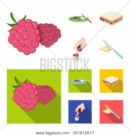 Dessert With Cream, A Sandwich And Other Food. Food Set Collection Icons In Cartoon, Flat Style Vect