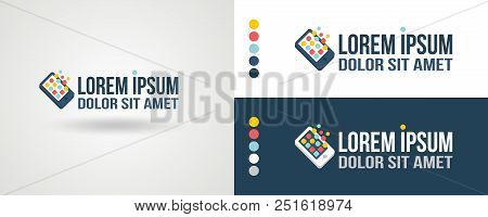 Smartphone Emblem With Buttons Icons , Vector Illustration And Text.