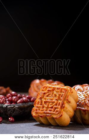 Mooncake In Chinese Traditional Mid-autumn Festival(moon Festival) With Copy Space(text Space) And T