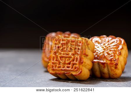 Mooncake In Chinese Traditional Mid-autumn Festival(moon Festival) With Copy Space(text Space) And T