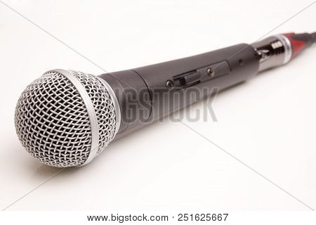 Microphone Connected Wire Isolated On White Background