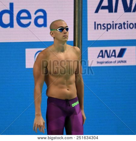 Budapest, Hungary - Jul 25, 2017. Competitive Swimmer Cseh Laszlo (hun) Swimming Butterfly. Fina Swi