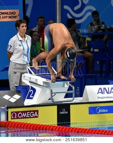 Budapest, Hungary - Jul 25, 2017. Competitive Swimmer Gyurta Gergely (hun) Swimming 800m Freestyle. 