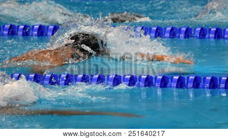 Budapest, Hungary - Jul 25, 2017. Competitive Swimmer Gyurta Gergely (hun) Swimming 800m Freestyle. 