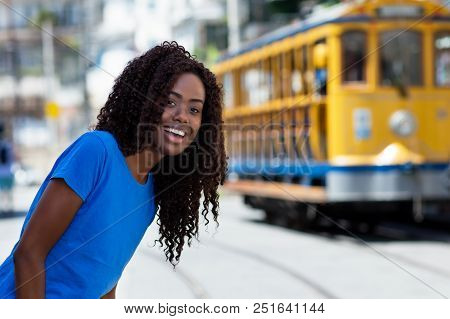 Laughing Brazilian Woman Outdoor At Santa Teresa At Rio De Janeiro