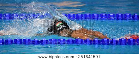 Budapest, Hungary - Jul 25, 2017. Competitive Swimmer Gyurta Gergely (hun) Swimming 800m Freestyle. 