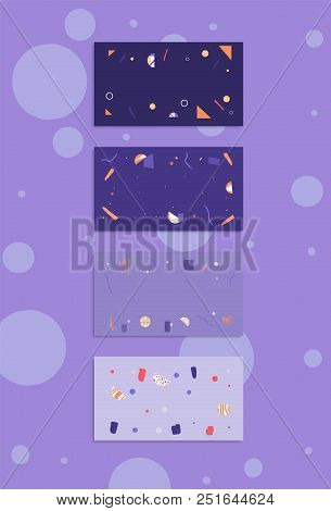 Set Of  Ultra Violet Horizontal Backgrounds With  Geometric Elements For Social Media Networks. Ultr