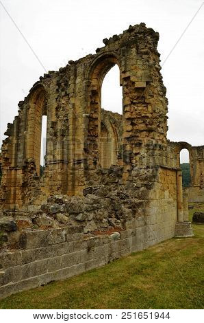 A View Of The Ruins Of The Medieval Byland Abbey In North Yorkshire