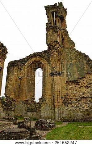 A View Of The Ruins Of The Medieval Byland Abbey In North Yorkshire