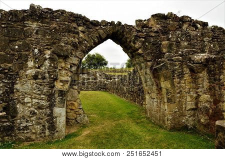 A View Of The Ruins Of The Medieval Byland Abbey In North Yorkshire