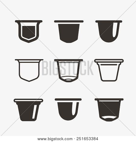 Set Of The Coffee Capsules. Vector Flat Icons