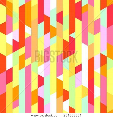 Seamless Pattern With Many Segments. Striped Multicolored Background. Abstract Vertical Texture. Geo